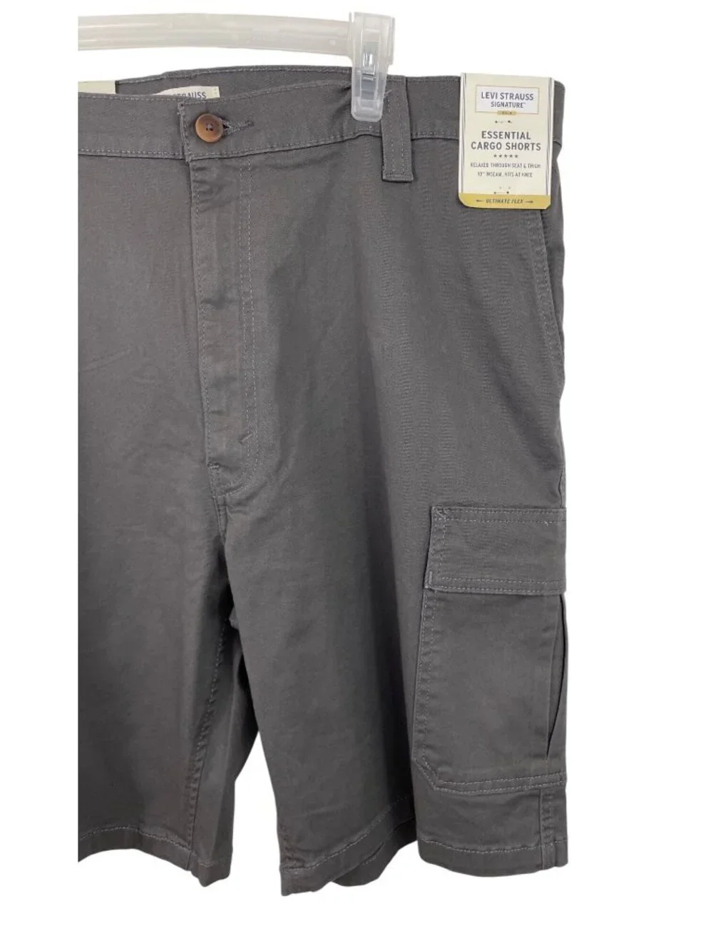 Levis Strauss Signature Mens Size 40 Gray Essential Cargo Shorts